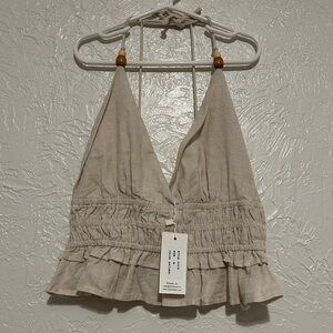 Beige Halter Crop Top